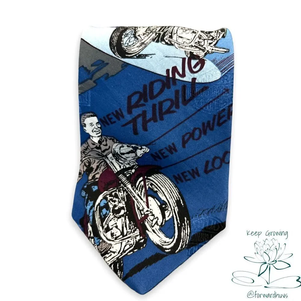 Harley Davidson | Ralph Marlin | Made in USA | Silk Necktie 1990’s Vintage